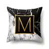 Funda de almohada de poliéster con estampado de mármol para decoración del hogar, funda de almohada con 26 letras en inglés QTB13