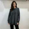 Suéter Pulôver Gola Redonda Cruzado de Veludo Imitação de Minky para Mulheres, Novo Estilo Outono e Inverno, Solto, Macio, Tricô Grosso para Roupa Externa
