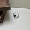 Anillo de ágata negra de doble capa con diseño de nicho coreano en plata esterlina S925, anillo de moda de blogger de viento coreano al por mayor