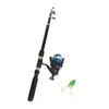 Set de caña de pescar telescópica retráctil para señuelos, Mini carrete de spinning portátil, Set completo ultracorto