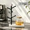 Lindo y Adorable Colgador de Tazas con Forma de Árbol, Escurridor de Vasos de Vidrio, Adorno de Escritorio Sencillo, Moderno, Negro y Blanco