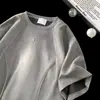 Camiseta de Manga Corta de Piel de Ciervo Estilo High Street Americano para Hombre Verano Cuello Redondo Marca de Moda Top Camiseta de Ajuste Limpio de Gama Alta para Hombre