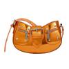 Bolsa feminina transfronteiriça de design de nicho, nova bolsa super quente, garota gostosa, rosto brilhante, couro envernizado, rebite, bolsa de motocicleta, bolsa transversal de axila, tudo combinando