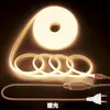 Tiras de luces LED COB de 220V con enchufe redondo estándar europeo, ultrabrillantes, impermeables, diseño lineal, aptas para uso en exteriores, techo de sala de estar e iluminación de tira LED flexible