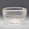 Taza de Cata de Té Vidrio Taza de Té Pequeña Juego de Té Kung Fu Hogar Resistente al Calor Transparente Taza con Pintura Dorada Vidrio con Patrón de Martillo