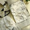 Fábrica de Origen Conjunto de Pijama de Seda Artificial Hielo para Primavera y Otoño para Mujer, Manga Larga, Pantalón Largo, Cárdigan, Ropa de Casa