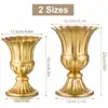 Vaso de Flores de Metal Dourado Estilo Europeu Amazon Recipiente Vintage para Arranjo de Flores Decoração de Hotel Casamento Corredor Vaso de Flores Secas Ornamento