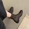 Botas Delgadas Estilo Coreano de Nicho Otoño e Invierno 2025 Nuevas Botas Francesas y Color Nude Botas Cortas Estilo Desierto Marrón Tacón Grueso Botas para Mujer