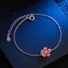 Pulseira Feminina S925 de Prata Esterlina Giratória Flor de Pessegueiro Pequena Fresca Pulseira de Transporte Joia da Moda Tendência para Meninas