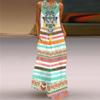 Moda Verão 2026 Feminina Sexy Vestido Longo com Estampa Digital Decote V Sem Mangas com Bolsos Estilo Europeu e Americano P-5Xl