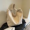 2024 Nuevo Estilo Japonés Simple Gran Capacidad Bolso Bandolera Artístico Color Sólido Pana Estudiante Viajero Hombro Bolso Tote