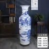 Vaso Grande de Chão com Paisagem Azul e Branca Pintado à Mão Cerâmica Chinesa de Jingdezhen Vaso Cerâmico Chinês Unidade Presente de Inauguração Ornamentos de Templo