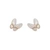 Pendientes elegantes de mariposa con forma de fritillaria y aguja de plata S925 para mujer, delicados y súper delicados, de estilo francés, sencillos y populares en Internet.
