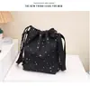 Bolsa de Armazenamento de Grande Capacidade Estilo Coreano Estrela Tridimensional Lona Cordão Bolsa Simples Portátil Bolsa de Maquiagem Bolsa Instax Portátil