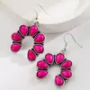 Pendientes Más Vendidos de Amazon para Mujer, Creativos Personalizados Rosa Blanco Turquesa Estilo Étnico Occidental Retro Pendientes Exagerados