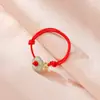 Anillo de flores rico, tejido a mano, con cuerda trenzada y monedas, diseño de nicho, estilo simple que combina con todo, regalo para niñas