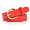 Cinto Infantil Fino Multicor Simples e Versátil, Novo Estilo Fresco e Doce Decoração para Vestido com Fivela Oval Cinto de Couro PU em Estoque