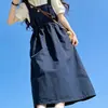 Conjunto de verano para niña: Conjunto de dos piezas de vestido de tirantes de mezclilla y camiseta de manga corta, falda larga estilo universitario para niñas mayores