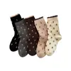 Calcetines de Verano para Mujer Estilo Coreano con Puño de Burbujas, Encaje Vintage de Tulipán, Calcetines de Algodón a Media Pantorrilla, Calcetines Adorables de Puntos, Calcetines Zhuji