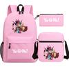 Kit novo de 3 peças de jogo de anime rei para Meninos Meninas crianças mochila escolar mochila de viagem Bolsa de Ombro Estojo