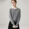 Nuevo Cárdigan de Punto de Lana con Cuello de Volantes en Bloques de Color de Manga Larga para Mujer Versátil Adelgazante Elegante Abrigo Suéter Top de Moda
