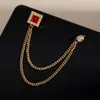 Moda Europeia e Americana Coroa Corrente Masculina Broche Acessório de Terno Personalidade Casaco de Noite Franja Emblema Atacado