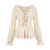 Vestido renacentista con volantes de mar camisa Halloween cosplay cosplay fábrica en stock