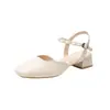 Sandalias Cerradas de Piel Suave para Mujer, Nuevas de Verano 2026 Estilo Francés con Tacón Grueso para Mujer, Sandalias de una Correa con Hebilla Estilo Hada