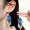 Pendientes Étnicos Colgantes de Plumas con Perlas de Diamante Transfronterizos Europeos y Americanos Red de Atrapasueños Pendientes de Borla con Cascabeles de Viento