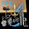 Caja de Regalo Set Douluo Tierra Firme Azul Plata Cañón del Soberano Torre de Siete Tesoros Flor de Pera Lian Tang Modelo de Aleación Lluvia Torrencial Juguete