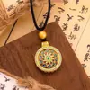 Colar com Pingente de Bússola Giratória Esmaltada Estilo Chinês, Corrente de Clavícula Vintage Azul Queimado com Filigrana, Ouro Areia de Luxo Leve de Nicho