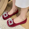 Zapatos Planos para Mujer con Hebilla Cuadrada de Pedrería y Boca Baja 2026 Primavera y Otoño Retro Estampado de Leopardo Planos para el Trabajo Perezosos Talla Grande Zapatos Casuales