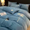 Inverno Veludo de Leite Conjunto de Quatro Peças Veludo Coral Inverno Cama Lençóis de Cama Capa de Edredom Forrado com Lã Quente Espessado Flanela Roupa de Cama