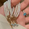 Pulsera de Plata Pura S925 Lujo Ligero Diamante de Alto Carbono Perla Swarovski Chapada en Oro Joyería Pulsera para Mujer Versátil y Elegante