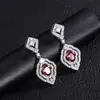 Huabi Joyería En Vivo Venta Caliente Estilo Piedra Preciosa de Colores Estilo Piedra Preciosa de Colores Simulada Aretes Pequeños Frescos Microincrustados con Piedra Principal 6*8