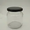 Fornecimento de fábrica Garrafa de vidro redonda quadrada 500ml Pote para picles pote para mel boca da garrafa garrafa de vidro selada