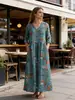 Vestido Retro Floral Más Vendido de Amazon para Mujer, Cuello en V, Mangas Tres Cuartos, Corte Holgado Estilo Vacaciones, Ropa para Mujer en Stock