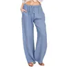 Pantalones Casuales de Moda Transfronterizos Más Vendidos para Mujer en Verano, Versátiles de Pierna Recta, Caídos, Sueltos, de Pierna Ancha, Largos, Listos para Entrega