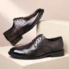 Sapatos Brogue Derby Masculinos de Couro para Outono Nova Coleção, Formais de Negócios, Sola Macia Antiderrapante, Sapatos para Noivo de Casamento