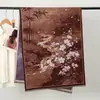 Novo cachecol longo de imitação de cashmere para outono e inverno com design de pintura a óleo de paisagem, xale feminino estilo chinês para ambientes com ar condicionado, cachecol longo para cheongsam