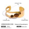 Pulsera Jingqiao Europea y Americana de Acero Inoxidable Hueca con Perlas Versión Alta Piedra Natural Brazalete Abierto Acero Titanio Joyería de Mano Transfronteriza