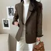 Em estoque Primavera e Outono 2026 Novo Blazer Feminino Versátil com Padrão Espinha de Peixe, Origem Dongdaemun Coreana