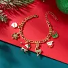 Pulseira de Natal Transfronteiriça Europeia e Americana Fofa Desenho Animado Alce Floco de Neve Papai Noel Bengala Pulseira com Pingentes Multi-Acessórios para Mulheres