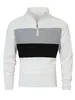 Top Casual para Hombre con Bloques de Color y Mangas Largas con Cuello Alto, Elegante Camisa Polo con Cremallera 1/4