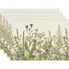 Mat de aislamiento impermeable con estampado a una cara de lino, estilo floración de tulipán y girasol, temática de flores y pájaros, nuevo de verano, transfronterizo de Temu