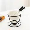 Taza de Cerámica para Fondue de Chocolate Transfronteriza Taza para Derretir Queso y Chocolate con Soporte de Hierro
