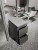 Mostrador de Herramientas para Barbería, Gabinete de Acero Inoxidable de Doble Cara para Salón de Peluquería, Almacenamiento con Cajones y Estante para Secadoras