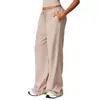 Calça Yoga de Bolso Muyao Perna Larga Solta Casual Esportiva Fitness Elástica Cordão Calça Longa Calça Yoga Estilo Curto