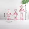 Cross-border novo retrátil velho boneco de neve boneca rosa lantejoulas boneca natal ornamentos decorativos de janela