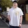 Camiseta Masculina Verão Tendência Tamanho Plus Size Algodão Puro Solta Oversized Manga Curta Gola Redonda Pulôver Estampada
